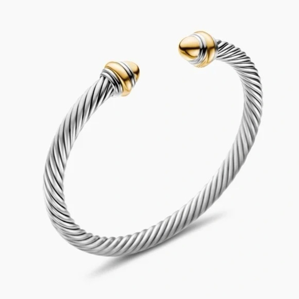 David Yurman Classic Cable Bracelet with 14K Yellow Gold Domes (Small, 5mm)